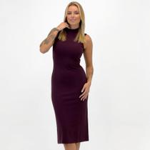 Vestido Bana Bana Midi Regata Gola Alta Feminino Vestido Bana Bana Midi Regata Gola Alta Feminino