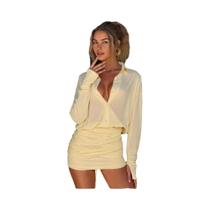 Vestido Bandage Transparente Com Patches E Mangas Longas Para Mulheres, Mini Bodycon Com Franjas, Vestido Bandage Transparente Com Patches E Mangas Longas Para Mulheres, Mini Bodycon Com Franjas,