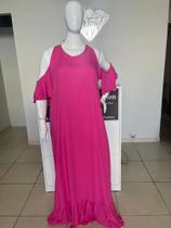 Vestido Barbie Longo Rosa Plus Size - Veste 50 até 54 Vestido Barbie Longo Rosa Plus Size - Veste 50 até 54