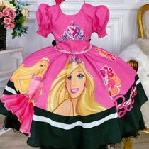 Vestido Barbie luxo infantil pink festa tema