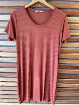 Vestido básico em malha canelada - Cantinho da Jô