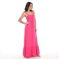 Vestido Básico Longo Reto Alça Camada Moda Verão Vestido solto Tendência Cores