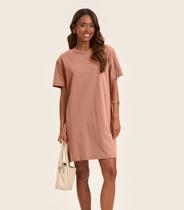 Vestido Básico T-Shirt Feminino Rovitex Marrom Vestido Básico T-Shirt Feminino Rovitex Marrom