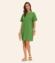 Vestido Básico T-Shirt Feminino Rovitex Verde Vestido Básico T-Shirt Feminino Rovitex Verde