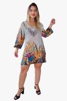 Vestido Bata Indiano Manga Longa C/ Bordado Batik Cod 020