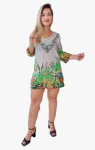 Vestido Bata Indiano Manga Longa C/ Bordado Batik Cod 020 Vestido Bata Indiano Manga Longa C/ Bordado Batik Cod 020