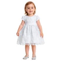 Vestido batizado bebê flores 3D Papilloo