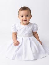 Vestido Batizado Branco Bordado Em Pérola Papilloo Vestido Batizado Branco Bordado Em Pérola Papilloo