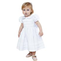 Vestido batizado e Daminha Bordado Gola Floral Bebê Papilloo