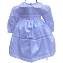 Vestido batizado e Daminha Manga Longa Luxo Bebê Papilloo