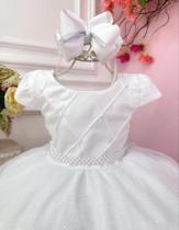 Vestido batizado festa infantil branco bebe a 4 anos primeira comunhão daminha