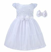 Vestido batizado infantil feminino libelinha branco