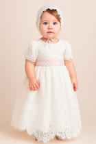 Vestido Batizado Mandrião Renda Branco Touca Bebê Papilloo