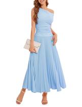 Vestido Bbonlinedress Summer Maxi Prom Cocktail One Shoulder Blue