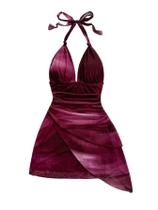 Vestido BEAUDRM Mini vestido de verão feminino sem encosto roxo XS