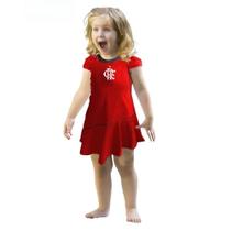 Vestido Bebê ao Infantil Flamengo Vermelho Onda Oficial
