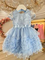 Vestido Bebê Azul Claro Jardim Encantado para Batizado e Festas Vestido Bebê Azul Claro Jardim Encantado para Batizado e Festas