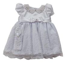 Vestido Bebe Batizado Branco Rocicle