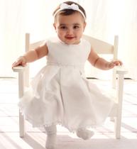 Vestido Bebe Batizado Com Tiara Gabi - Kolim Enxoval