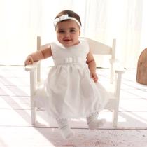 Vestido Bebe Batizado Com Tiara Manu - Girassol Enxoval