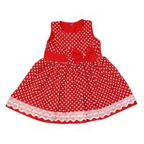 Vestido Bebê Bolinhas Branco com Vermelho