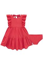 Vestido Bebê Bordado Flores Menina com Calcinha Papilloo