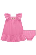 Vestido Bebê Bordado Flores Menina com Calcinha Papilloo