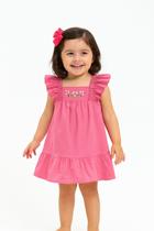 Vestido Bebê Bordado Flores Menina com Calcinha Papilloo