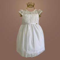 Vestido Bebê Bordado Florida Estilo Clássico com Toque Floral