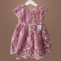 Vestido Bebê Bordado Marcela Elegante e Delicado para Festas