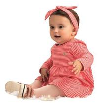 Vestido Bebê com Faixa Listra Vermelho Kamylus Baby