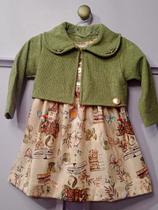 Vestido Bebê E Bolero Em Cotelê Fantasia 2 peças - Kiki Xodó Vestido Bebê E Bolero Em Cotelê Fantasia 2 peças - Kiki Xodó