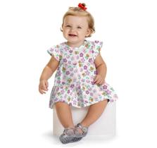 Vestido Bebê em Meia Malha com body interno floral Kyly Vestido Bebê em Meia Malha com body interno floral Kyly