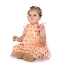 Vestido bebê em tule com bolinhas amada
