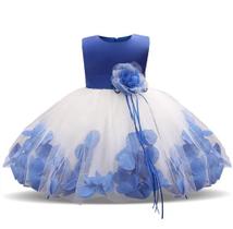 Vestido Bebe Festa Aniversario Azul Petal de rosas Tam 2 anos - Ranna Bebe