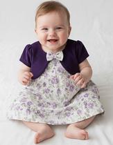 Vestido Bebê Festa em tecido texturizado c/ Bolero P ao G