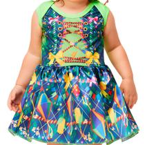 Vestido Bebe Festa Junina Menina Azul e Verde com Balões Roupa Caipira 3 a 18 meses Vestido Bebe Festa Junina Menina Azul e Verde com Balões Roupa Caipira 3 a 18 meses