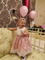 Vestido bebe festa princesa realeza renda estruturada luxo 6 meses a 4 anos