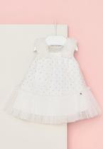 Vestido Bebê Festa Tule Branco Petit Cherie