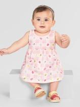 Vestido Bebê Frutinhas Infantil Menina em Meia Malha Algodão Frutas - Brandili