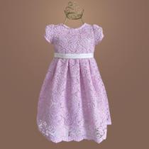 Vestido Bebê Guipir Folhas - Elegância e Delicadeza para Festas e Passeios