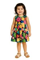 Vestido Bebê Infantil Menina Floral Colorido Laço Nas Costas Vestido Bebê Infantil Menina Floral Colorido Laço Nas Costas
