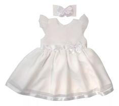 Vestido Bebe Infantil Vermelho Branco Festa Natal Ano Novo Enxoval 2 Peca