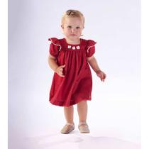 Vestido Bebê KiKi Xodó em Laise com Forro - Vermelho