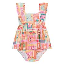 Vestido Bebê Kukiê Malha Fresh Estampa Bichinhos Colorido Vestido Bebê Kukiê Malha Fresh Estampa Bichinhos Colorido