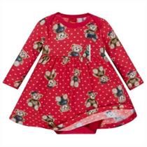 Vestido Bebê Kyly Manga Longa Urso