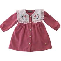 Vestido Bebê Manga Longa Em Veludo Cotelê Vestido Bebê Manga Longa Em Veludo Cotelê