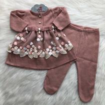 Vestido Bebê Maternidade Tricô Infantil Menina Princesa Vestido Bebê Maternidade Tricô Infantil Menina Princesa