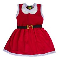 Vestido Bebê Menina 1 ao 3 Mamãe Noel Natal