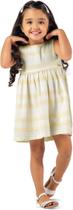 Vestido Bebê Menina Amarelo Listrado Casual com Laço